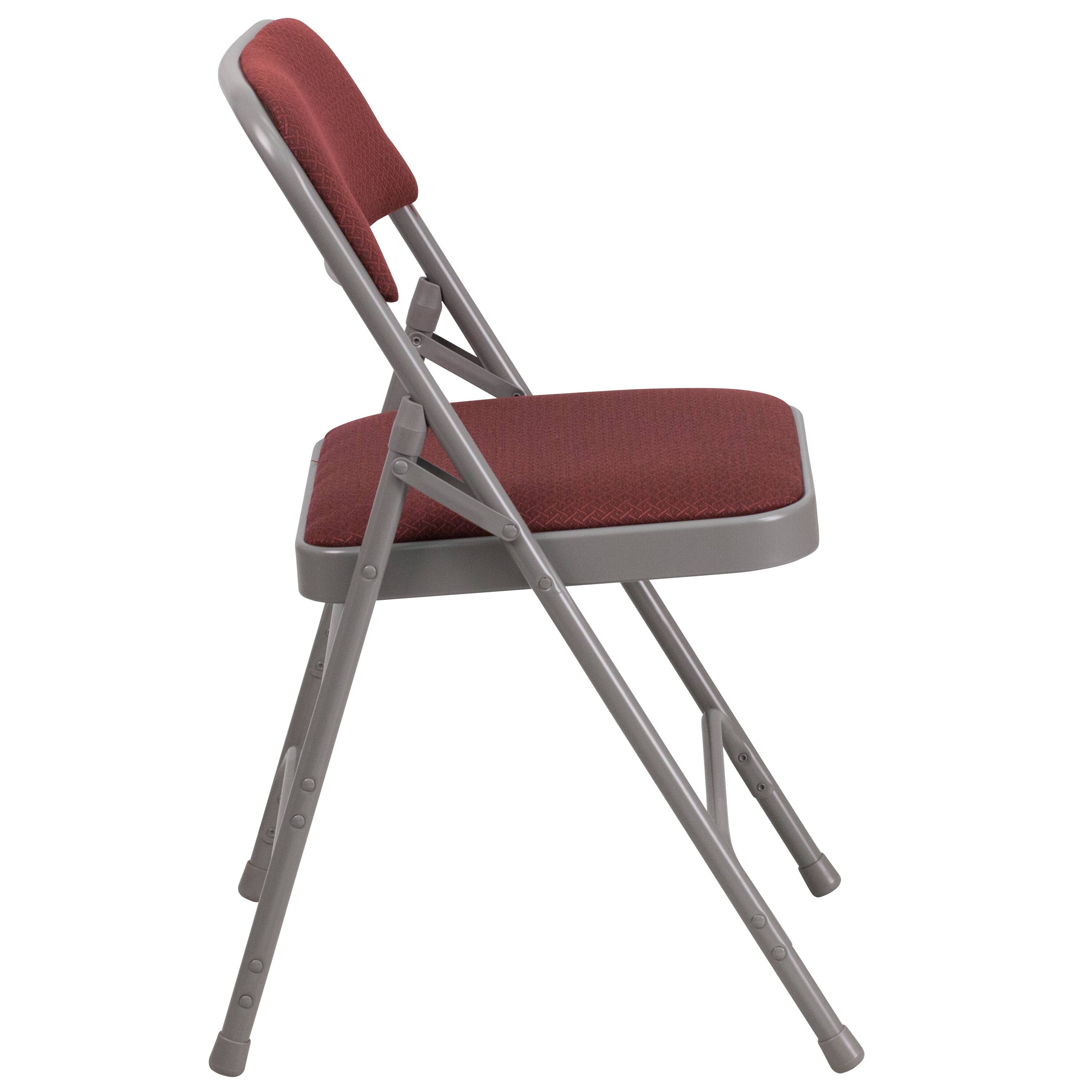 Alt View 7. Emma + Oliver - 2 Pack Home & Office Party Events Fabric Padded Metal Folding Chair - Burgundy Fabric/Grey Frame.