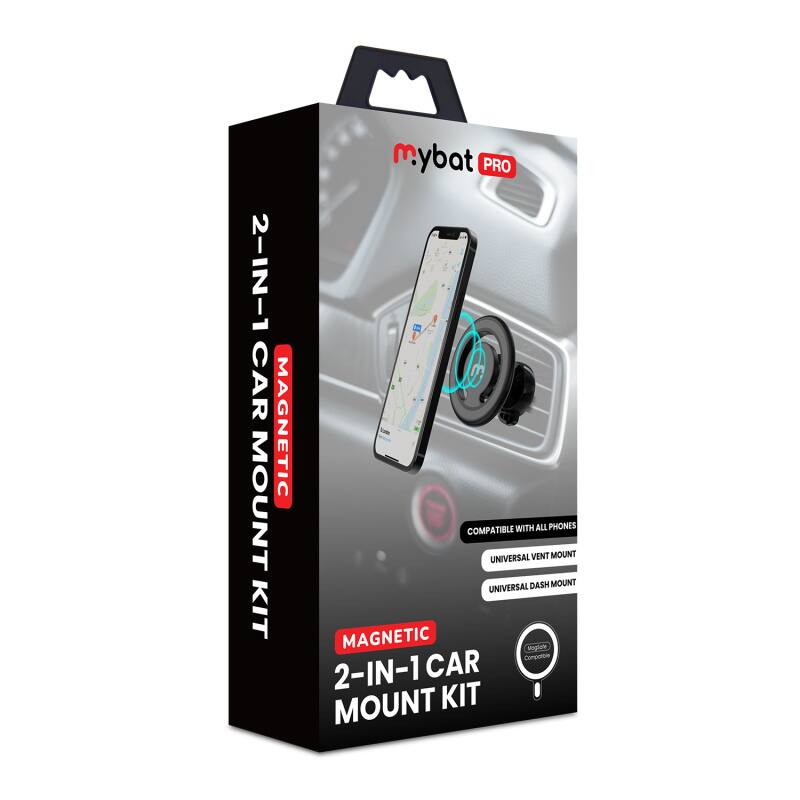 2-IN-1 CAR MAGNETIC MOUNT KIT mybat PRO COMPATIBLE WITH ALL PHONES UNIVERSAL VENT MOUNT UNIVERSAL DASH MOUNT MAGNETIC
