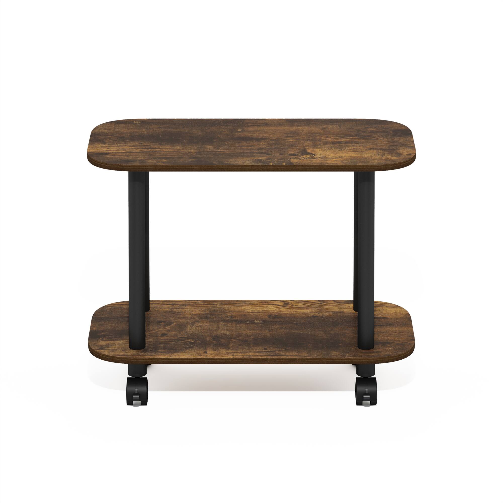 Alt View 6. Furinno - TURN-N-TUBE Night Stand, Nightstand with Wheels, Round Corner Side Table, End Table with Open Shelf, Toolless Assembly - Amber Pine/Black.