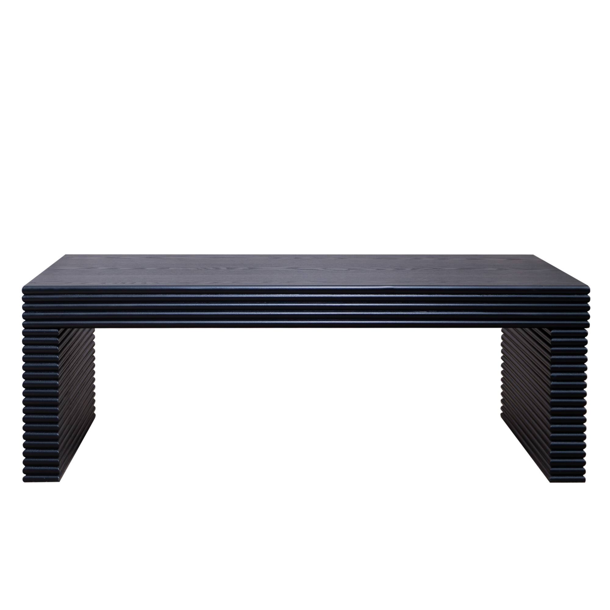 Left. GOODSILO - Modern Rectangular Coffee Table with Ribbed Texture for Contemporary Living Room Decor - Black.