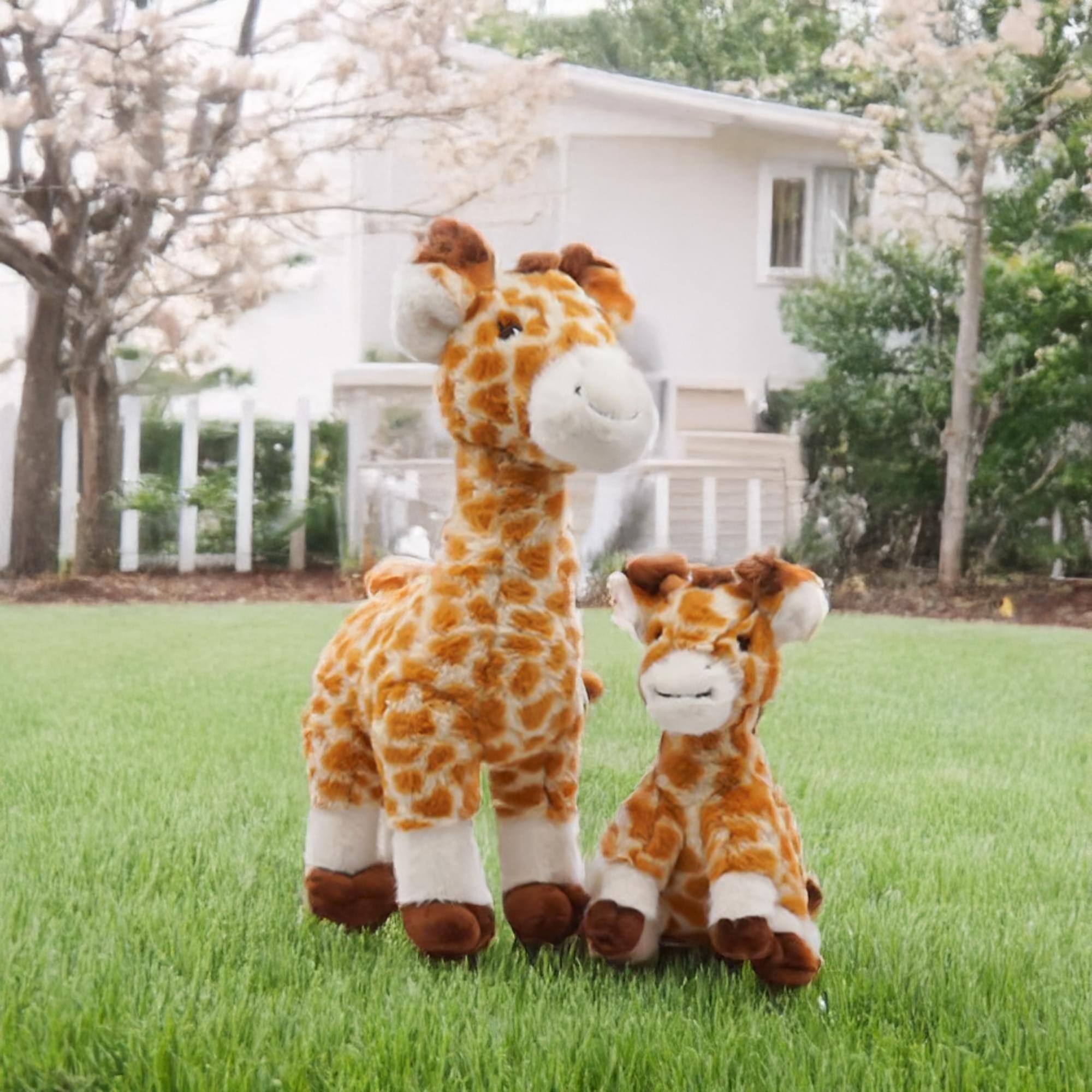 Alt View 2. TriAction Toys - Snooze Monsters Interactive Bedtime Plush Set | Giraffe With Baby - Orange.