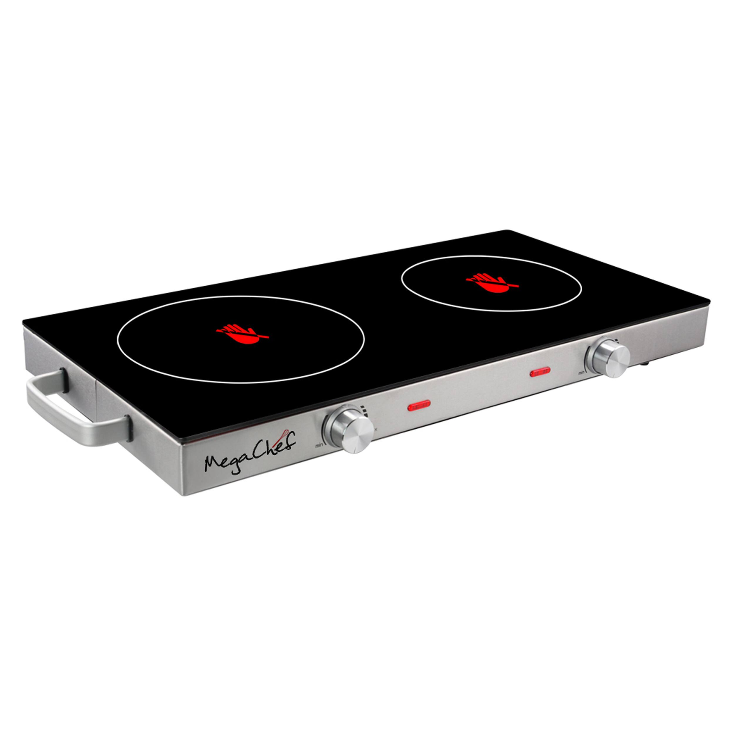 Alt View 1. MegaChef - MegaChef Ceramic Infrared Double Electric Cooktop - Silver.