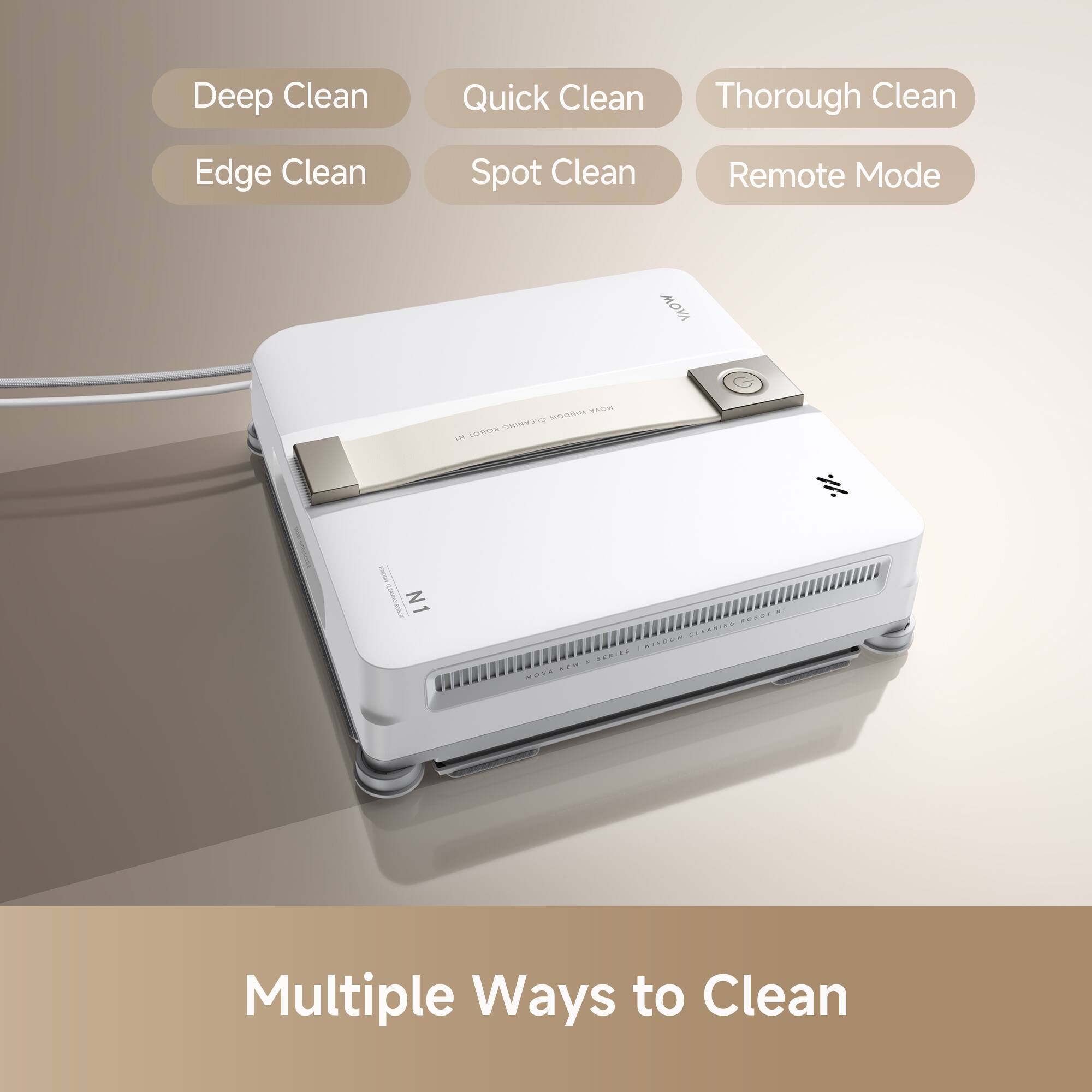 Deep Clean  
Quick Clean  
Thorough Clean  
Edge Clean  
Spot Clean  
Remote Mode  

Multiple Ways to Clean