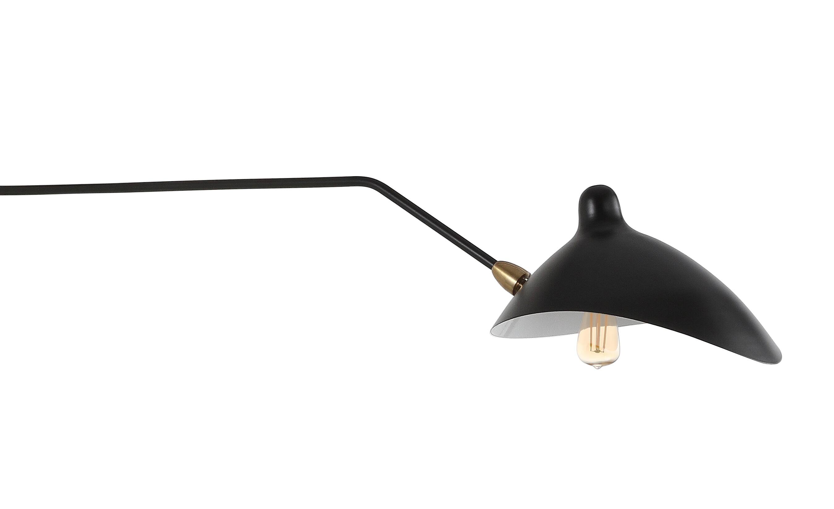 Alt View 1. Jonathan Y - Frank 35" Iron Retro Swing LED Wall Sconce, Black - Black/Brass Gold.