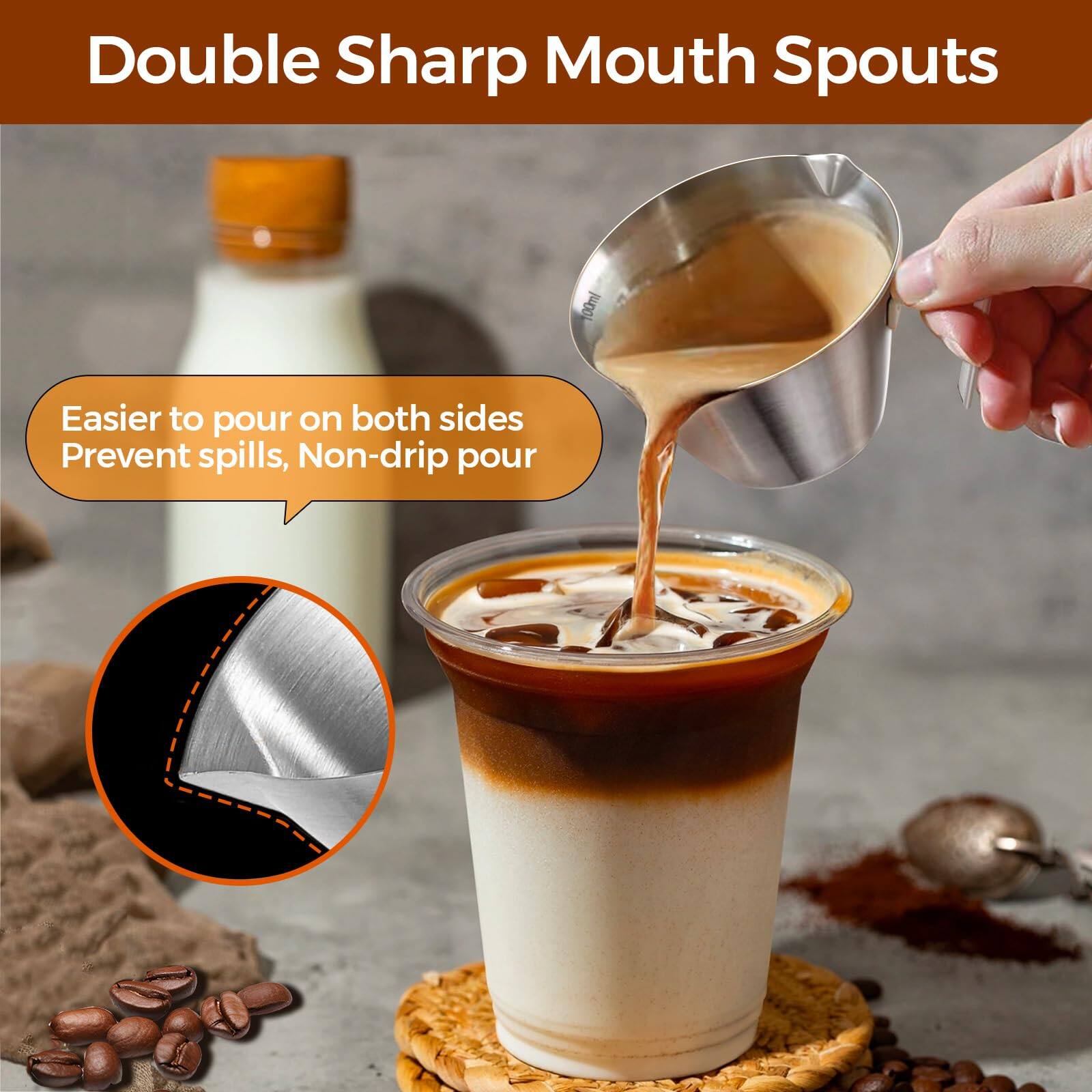 Dapper Styles 2 Stainless Steel Espresso Cups With Handle Double Spout ...