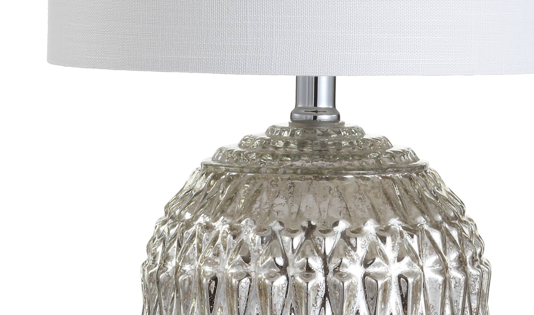 Alt View 4. Jonathan Y - Krister 20.5" Glass/Metal LED Table Lamp, Silver/Ivory - Silver.