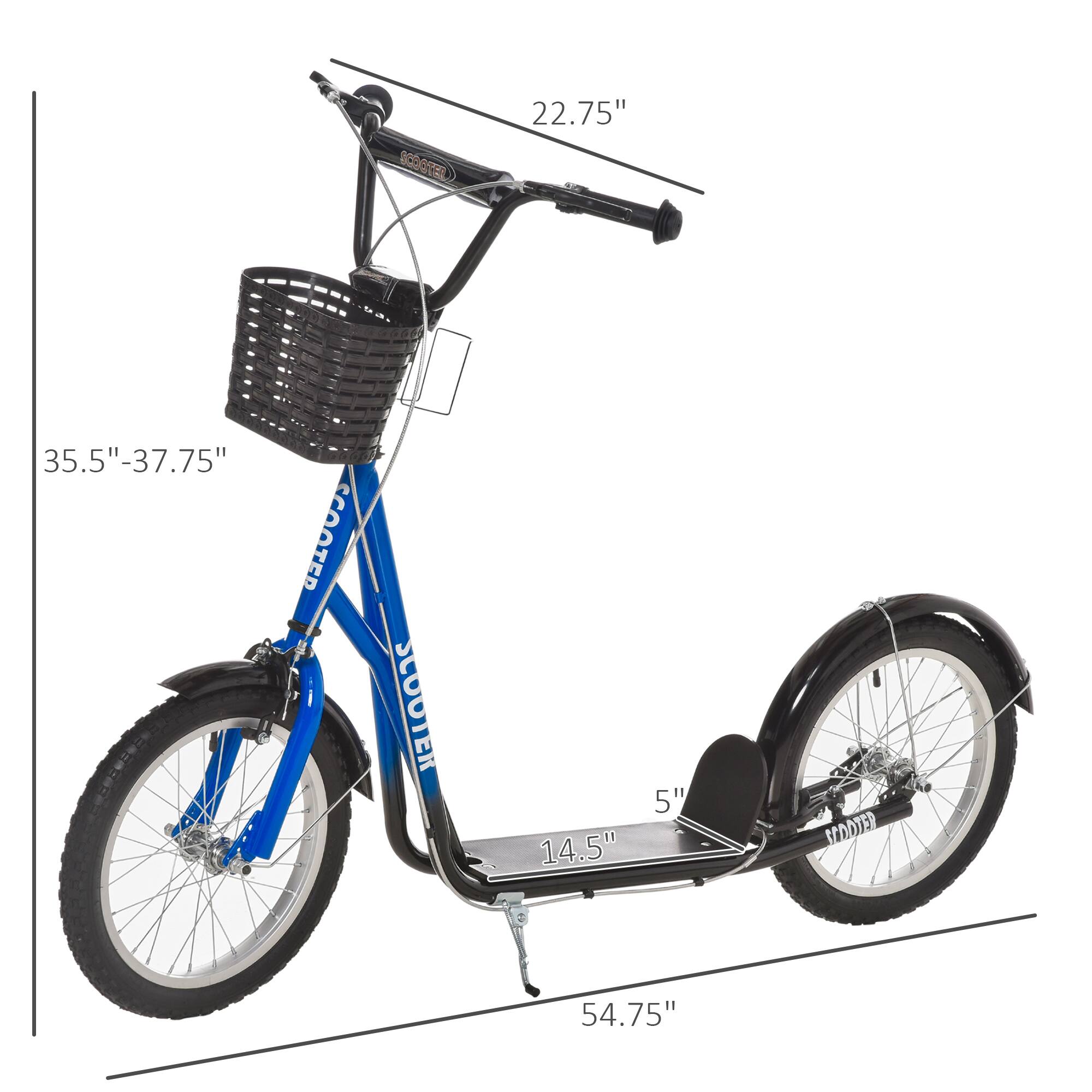 - Handlebar height: 22.75"
- Seat height: 35.5" - 37.75"
- Pedal width: 5"
- Footboard width: 14.5"
- Overall length: 54.75"