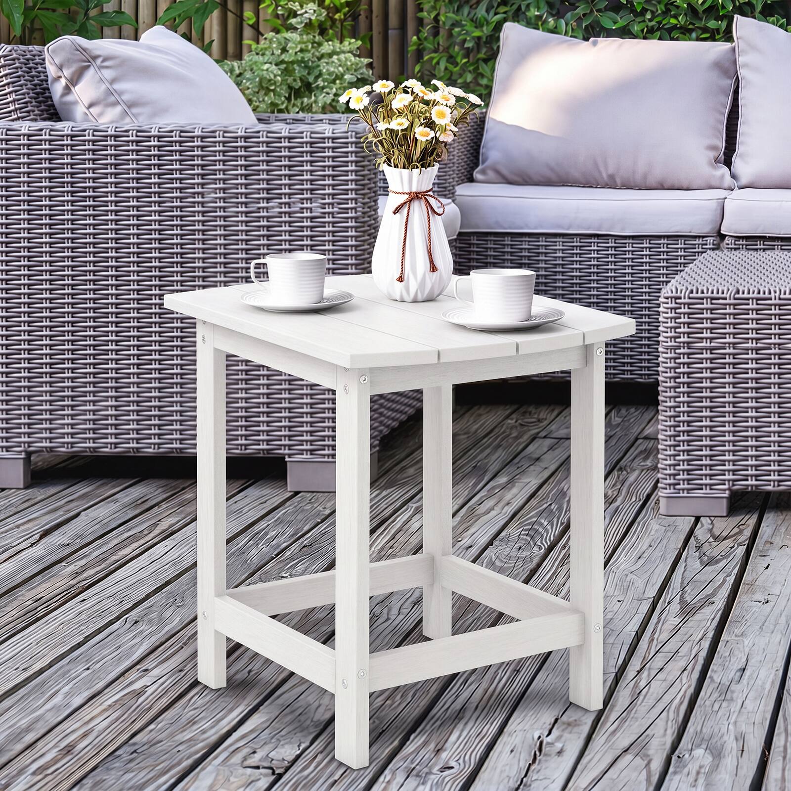 Alt View 4. Costway - Costway 2PCS 18" Patio Adirondack Side Table Weather Resistant Garden Yard - White.