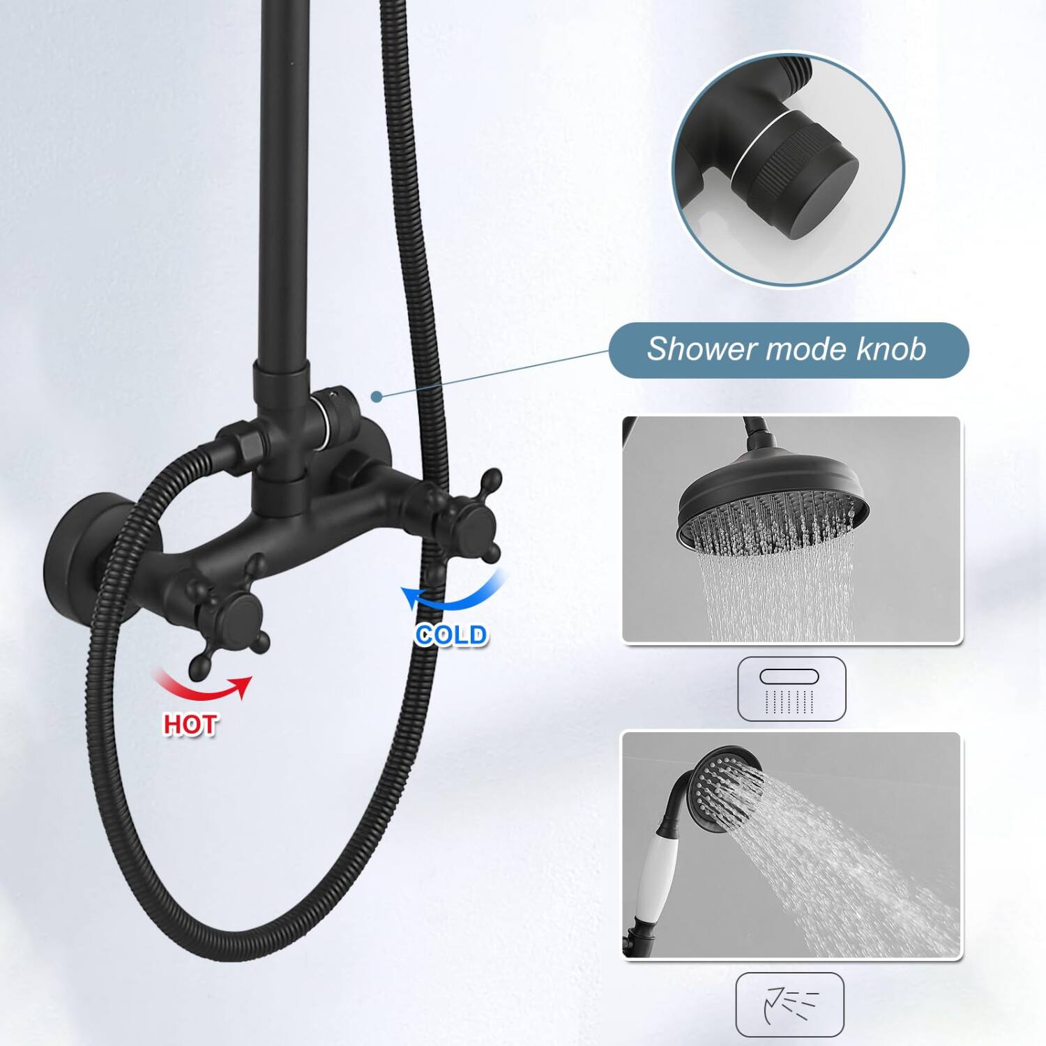 Shower mode knob  
COLD HOT