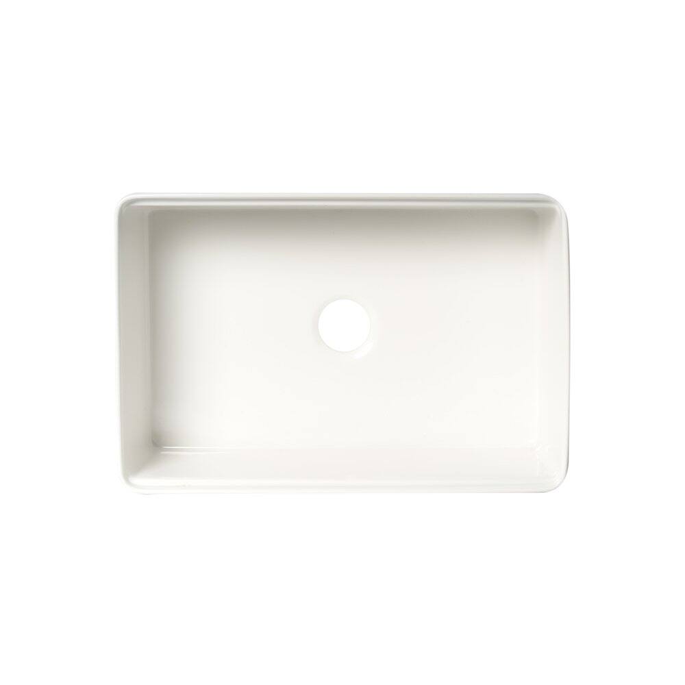 Alt View 3. Alfi - ALFI brand White Smooth Apron Workstation 30 x 20 Single Bowl Step Rim Fireclay Farm Sink - White.