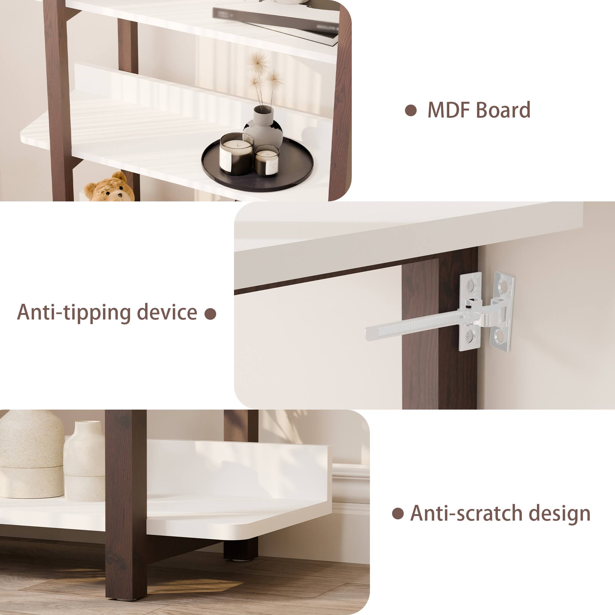 - MDF Board
- Anti-tipping device
- Anti-scratch design