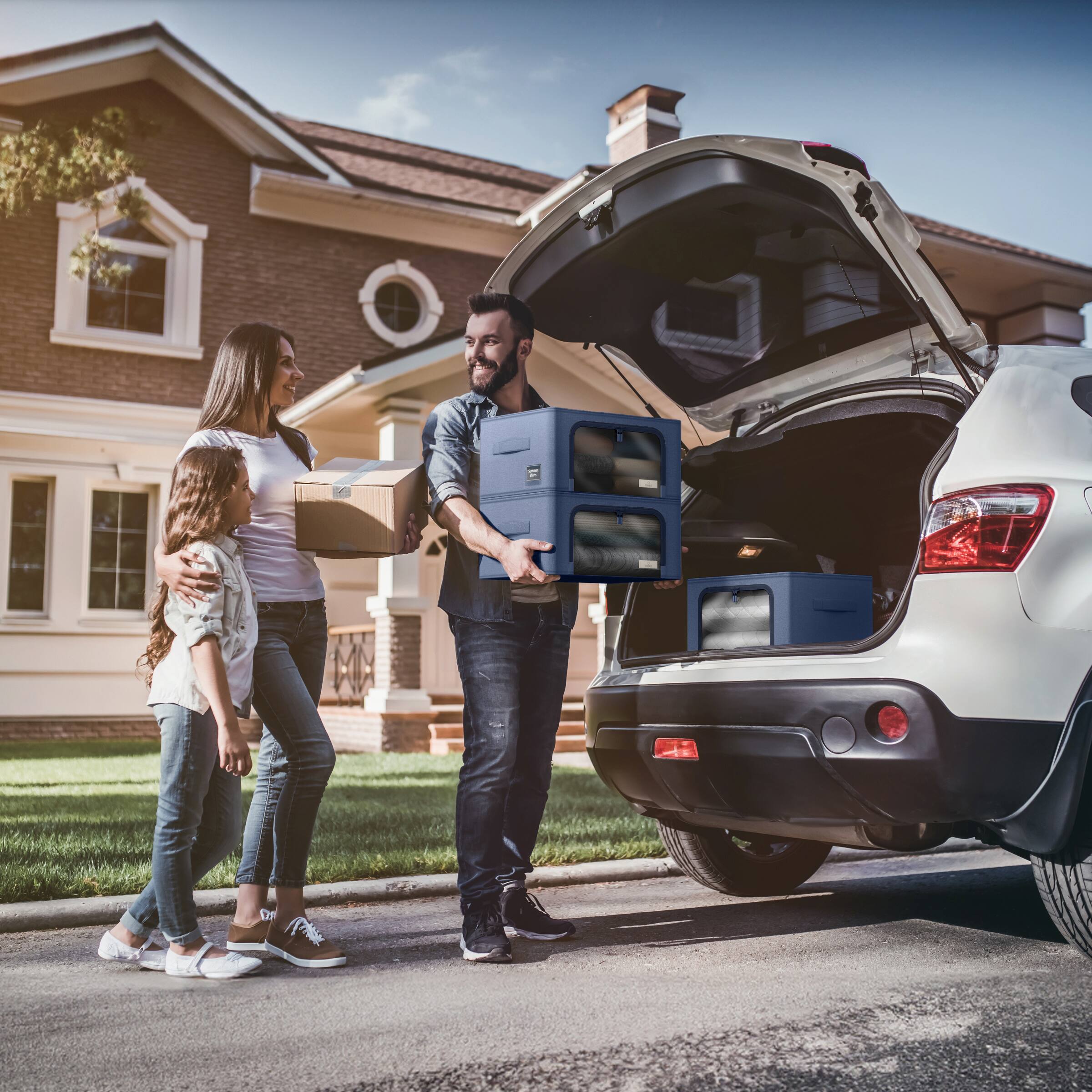 Alt View 3. Sorbus - Sorbus Storage Bins with Metal Frame - Stackable & Foldable Clothes Organizer Bags - Oxford Fabric Storage Containers - Blue.
