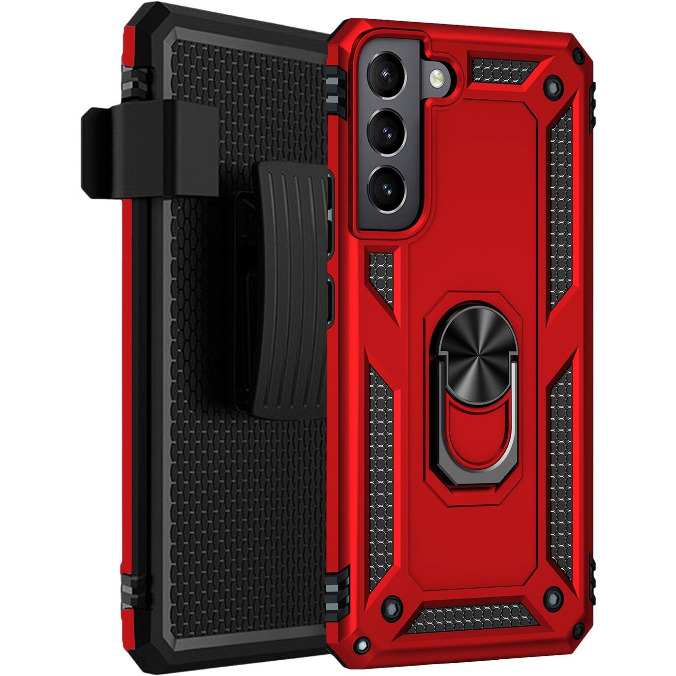 Alt View 12. SaharaCase - Military Kickstand Series Case for Samsung Galaxy S22+ - Red.