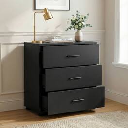 Aheaplus - Wood Closet Organizer & Nightstand with 3 Drawers, Bedroom Storage System - Black