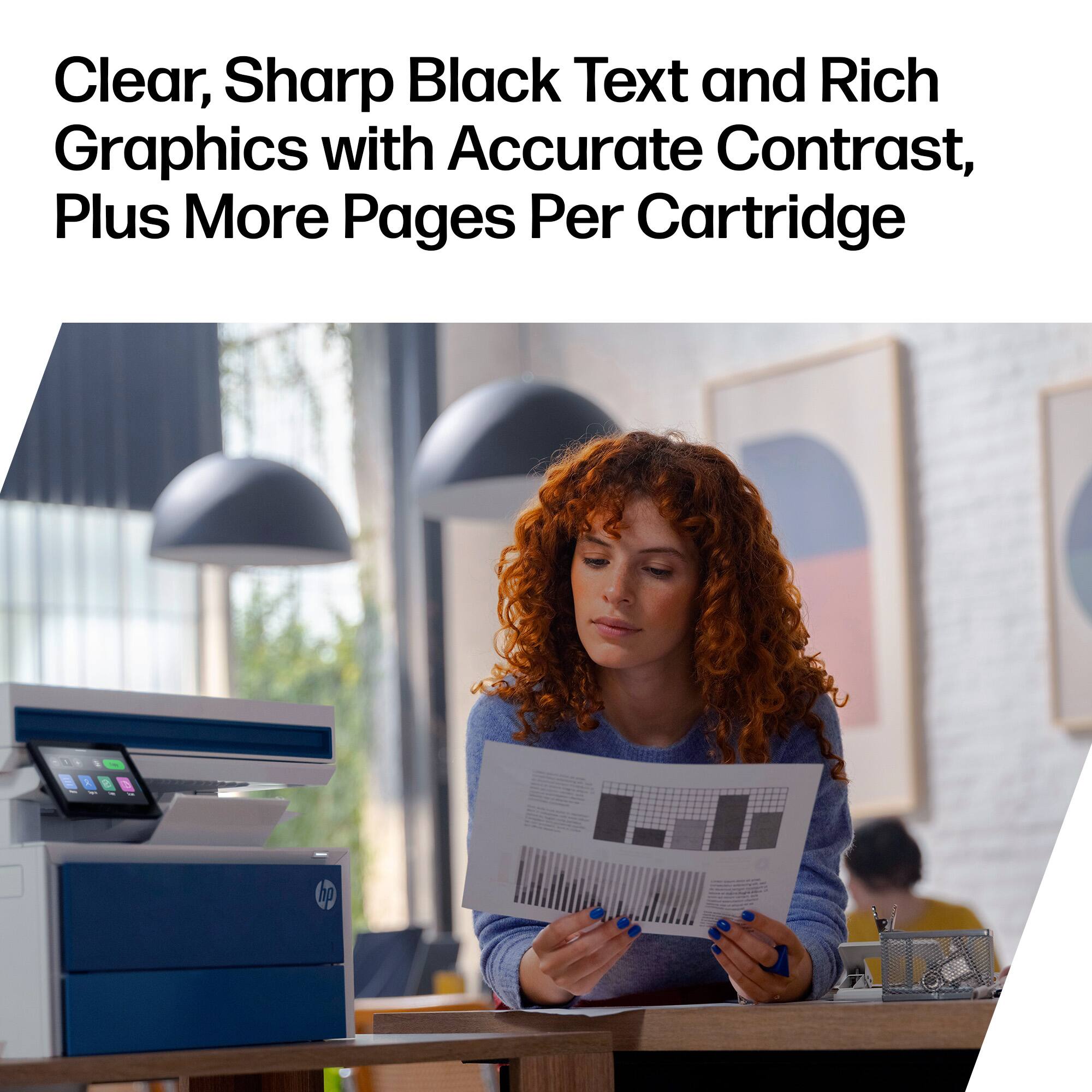 Clear, Sharp Black Text and Rich Graphics with Accurate Contrast, Plus More Pages Per Cartridge