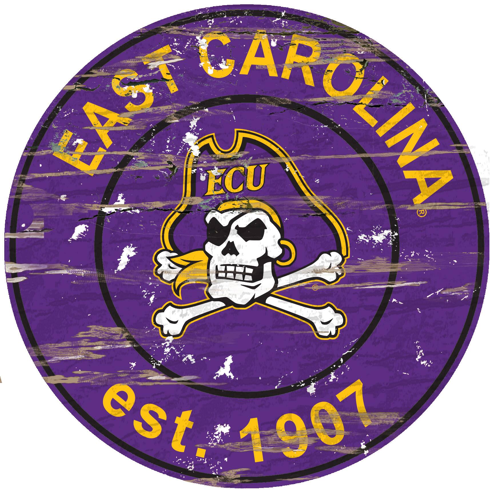 ECU Pirates 23.5" Distressed Round Sign