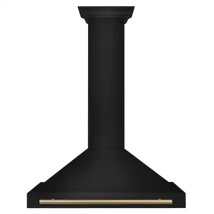 Front. ZLINE - 36 in. Autograph Edition Wall Mount Range Hood with Champagne Bronze Handle (BSKB4Z-36-CB) - Black Stainless Steel.