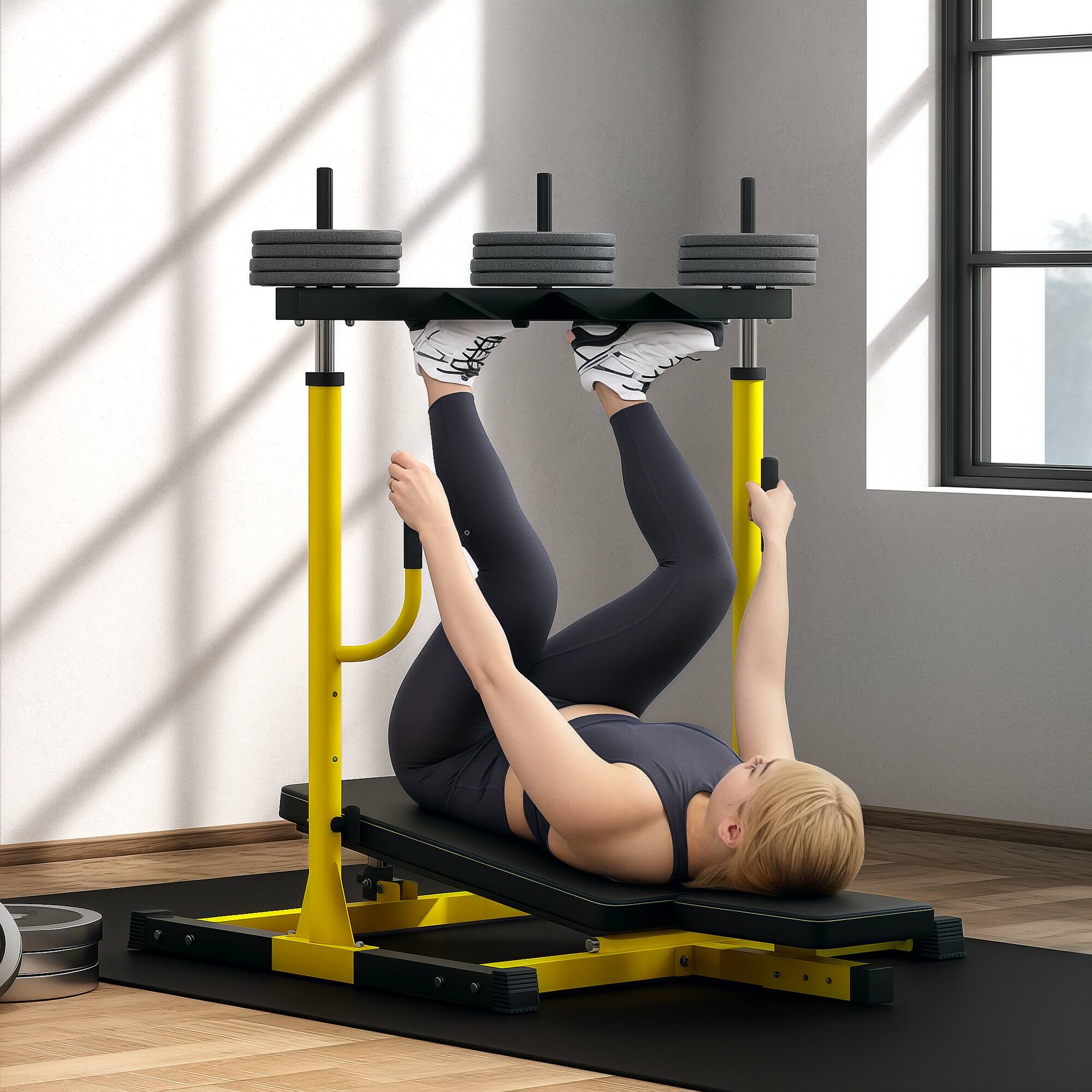 Alt View 1. Soozier - Vertical Leg Press Machine, 660LBS Capacity, Leg Strength Training Machine with Adjustable Leg, Back - Yellow.