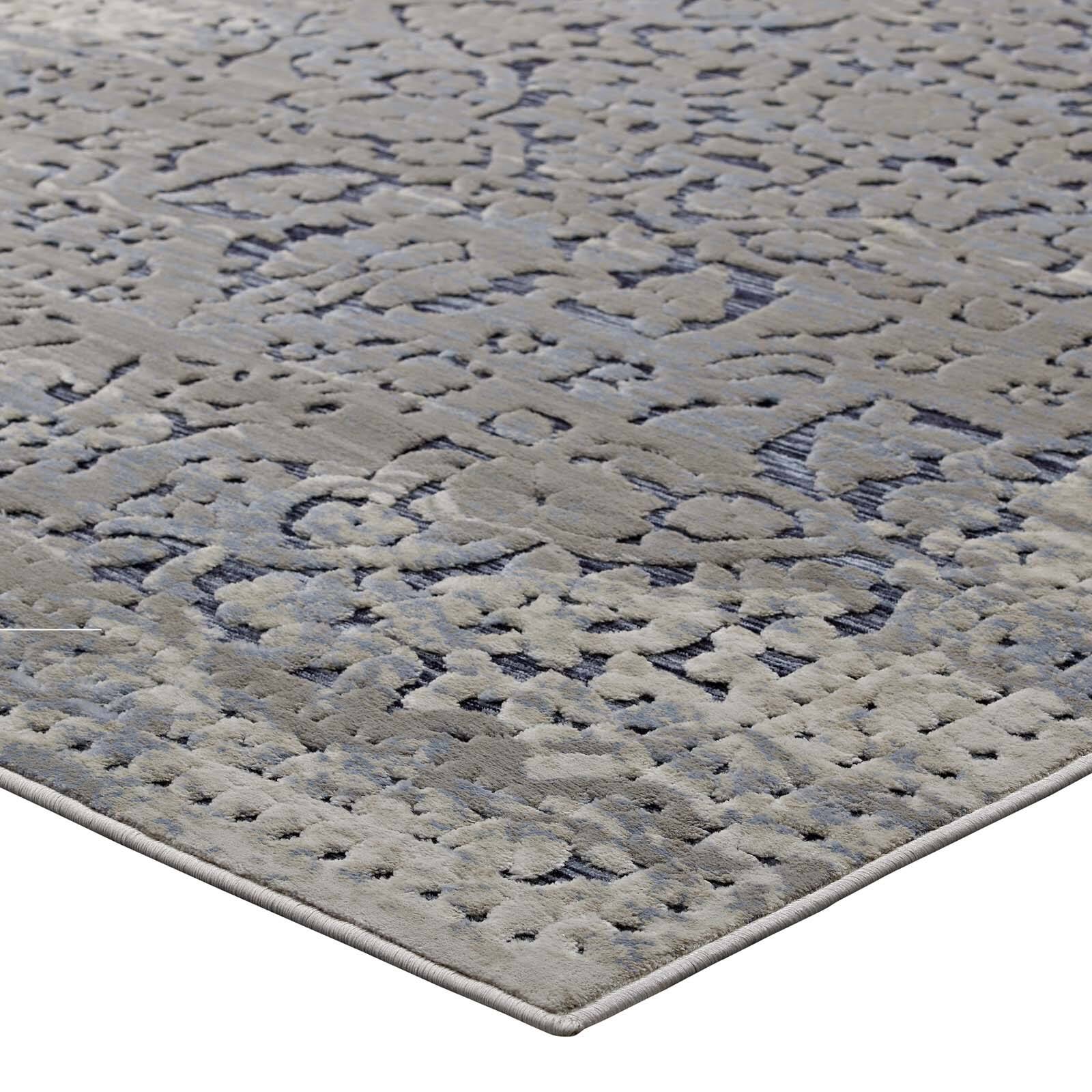 Alt View 2. Modway - Margarida Distressed Vintage Turkish Area Rug - Blue and Cream.