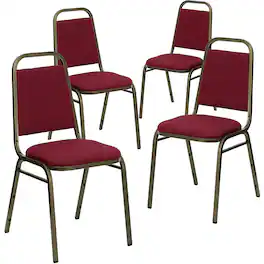 Flash Furniture - HERCULES™ Fabric Gold Vein Frame Trapezoidal Back Banquet Chair, 4/Pack - Burgundy