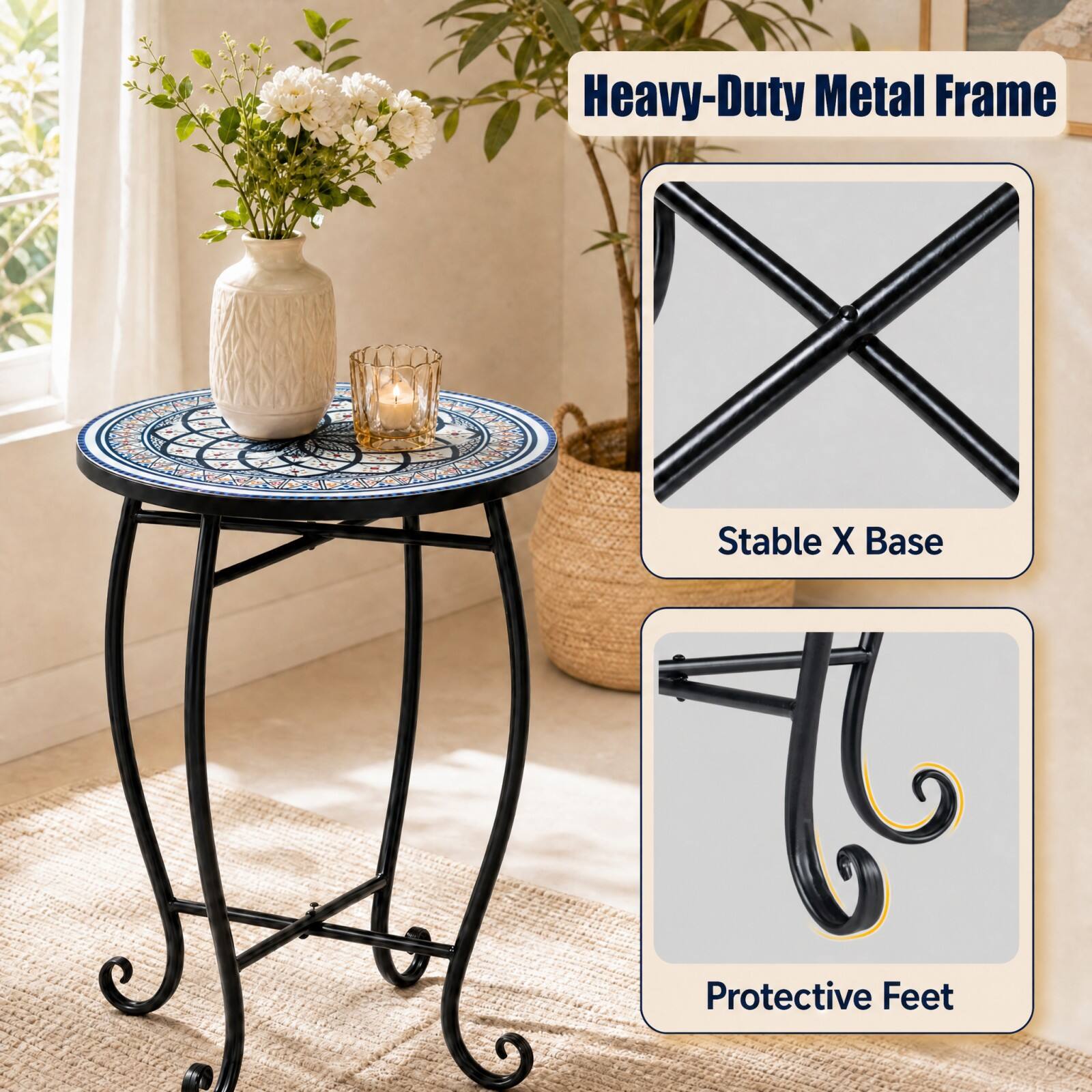 Heavy-Duty Metal Frame  
Stable X Base  
Protective Feet