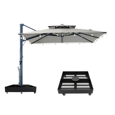 draped patio umbrella PURPLE LEAF 10' x 10' Wind Resistant Heavy Duty Frame Grey poolside spaces and backyards. 10x10ft Patio Umbrella, Deluxe Square