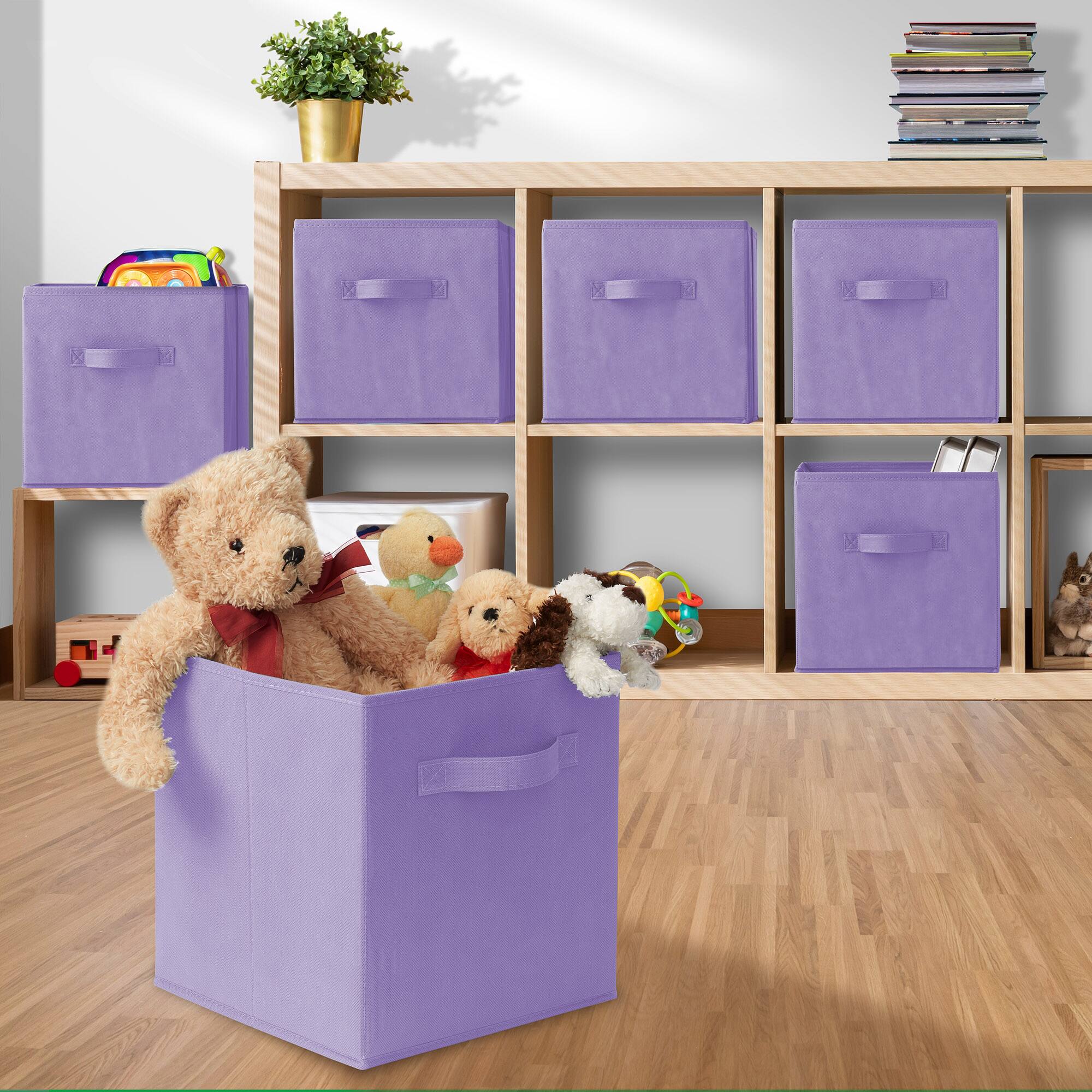 Alt View 4. Casafield - (Set of 12) Collapsible Fabric Cubes - Storage Bins - Lavender.