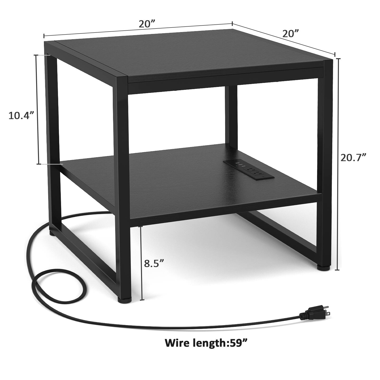 20" 20" 10.4" 20.7" 8.5"  
Wire length: 59"