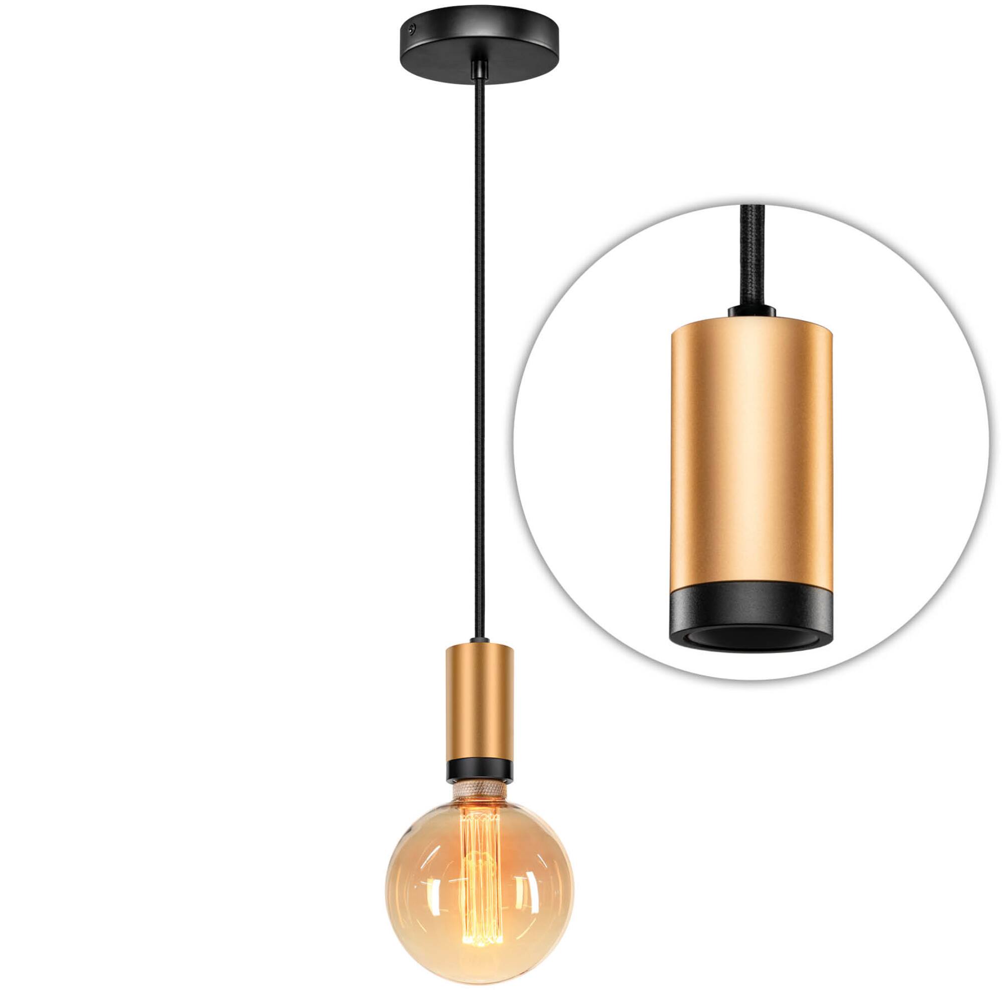 Alt View 1. Next Glow - Vintage Brass Pendant Light Cord w/ Dimmable Switch Bulb not Included - Brass, Black.