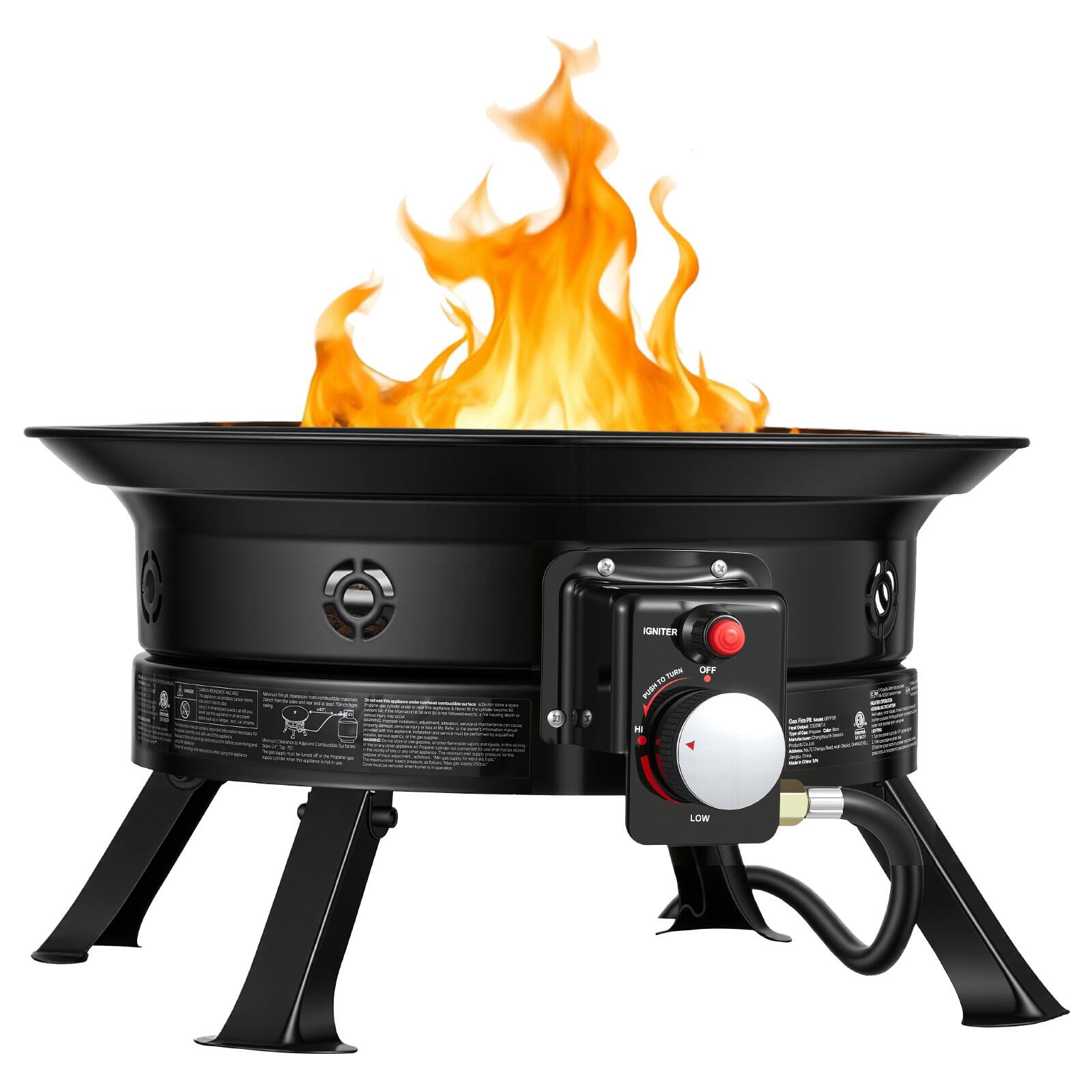 VEVOR - Propane Fire Pit 19-Inch, 53,000 BTU Portable Gas Fire Pit, with Grill Grate & Lava Rocks, Adjustable Flame,Folding Legs - Black price history on PriceWatchPro