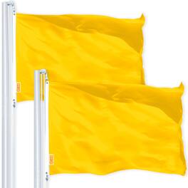 G128 - 2 Pack 2.5 x 4 ft Polyester Flags — 150D, Brass Grommets, Indoor/Outdoor - Golden yellow