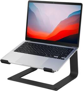 HongFei - Laptop Stand for Desk Detachable Aluminum Computer Riser Portable Metal Notebook Printer Stand Holder - Black