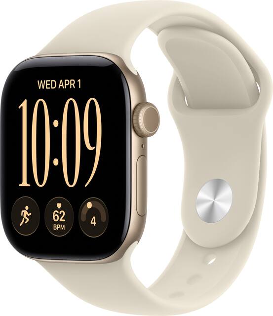 Apple Watch Series 12 (GPS + Cellular) 42mm Aluminum Case with Sand Sport Band - S/M - Light Gold - (2026)