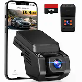 E-YEEGER - Dash Cam Front and Inside, 2.5K+ 1080P Cabin Camera for Cars with 32GB Card WiFi Car Dash Camera - Black