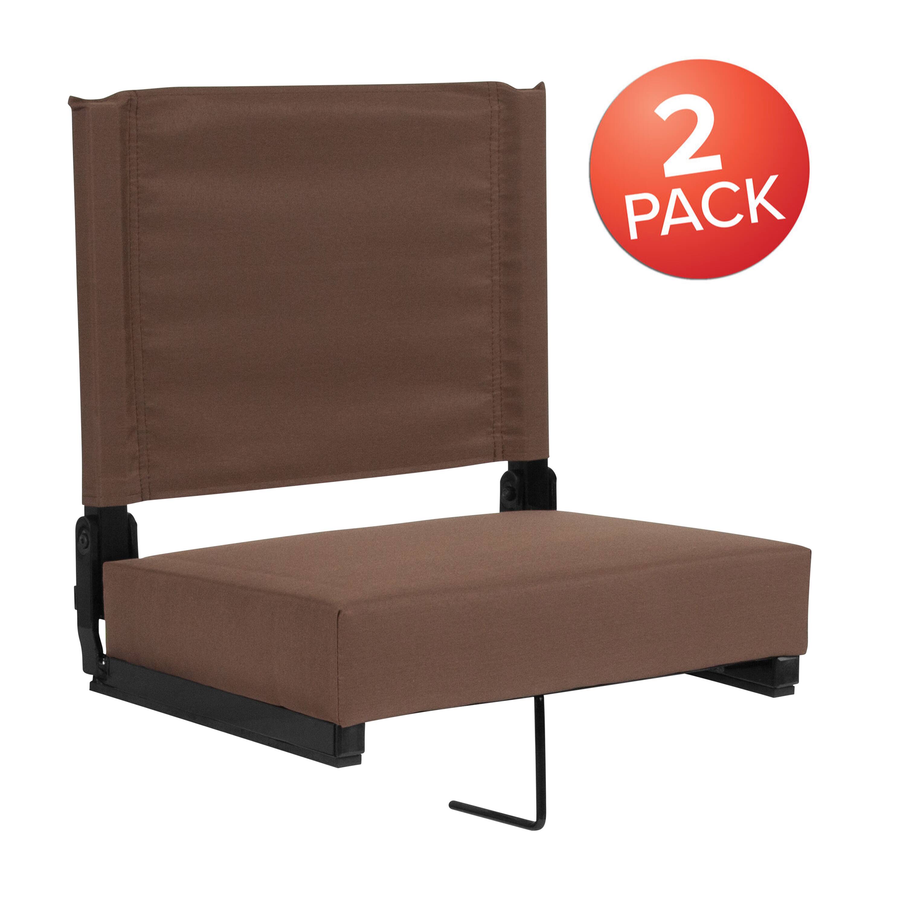 Alt View 1. Emma + Oliver - Set of 2 500 lb. Rated Lightweight Stadium Chair with Ultra-Padded Seat - Brown.