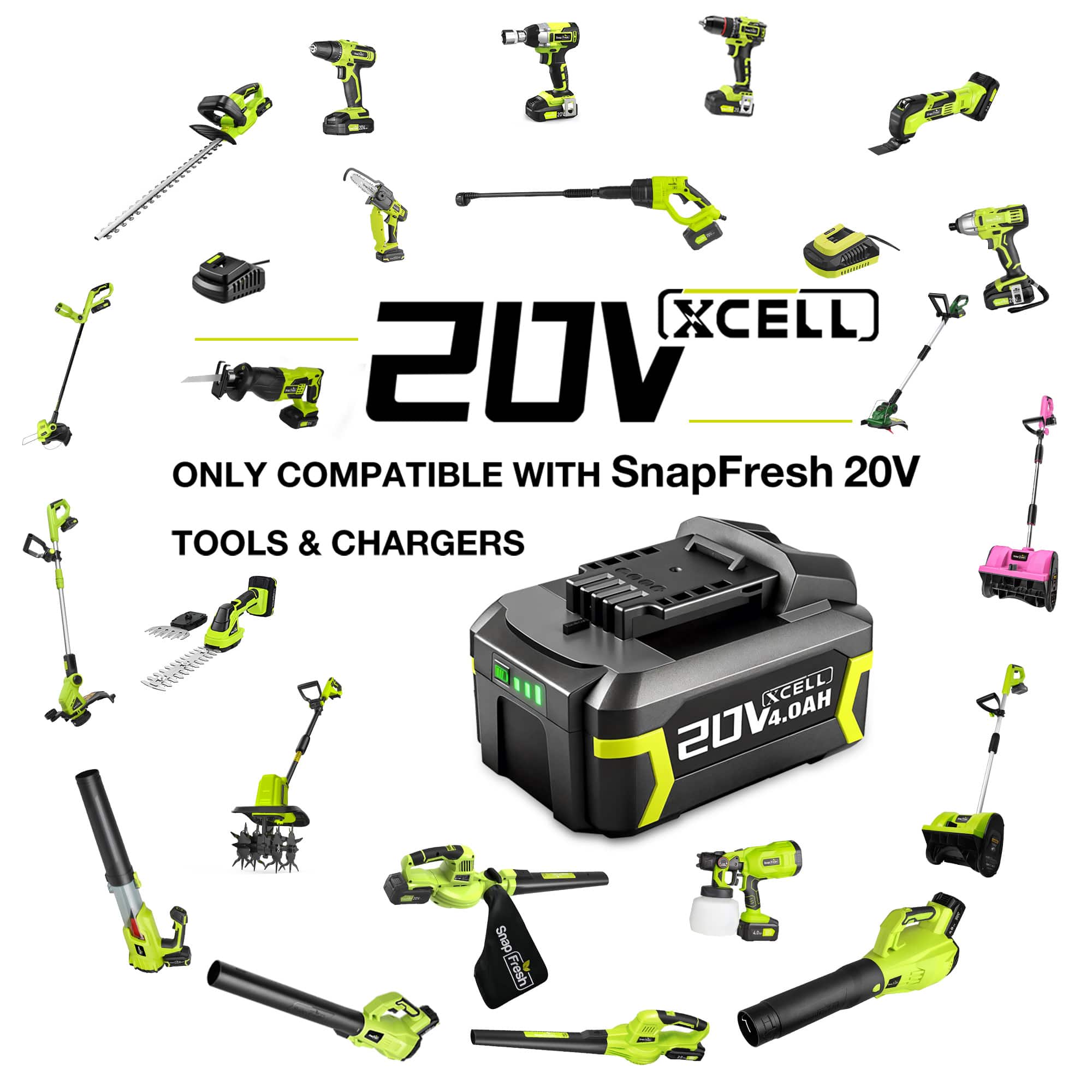 20V 4.0Ah Lithium Ion Battery Compatible with SnapFresh Tools Only