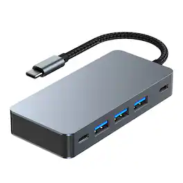 Topteng - 7-in-1 USB C Hub with Dual 4K HDMI - 100W PD Charging, 3xUSB 3.0 Ports, USB-C Data, Aluminum for Laptop