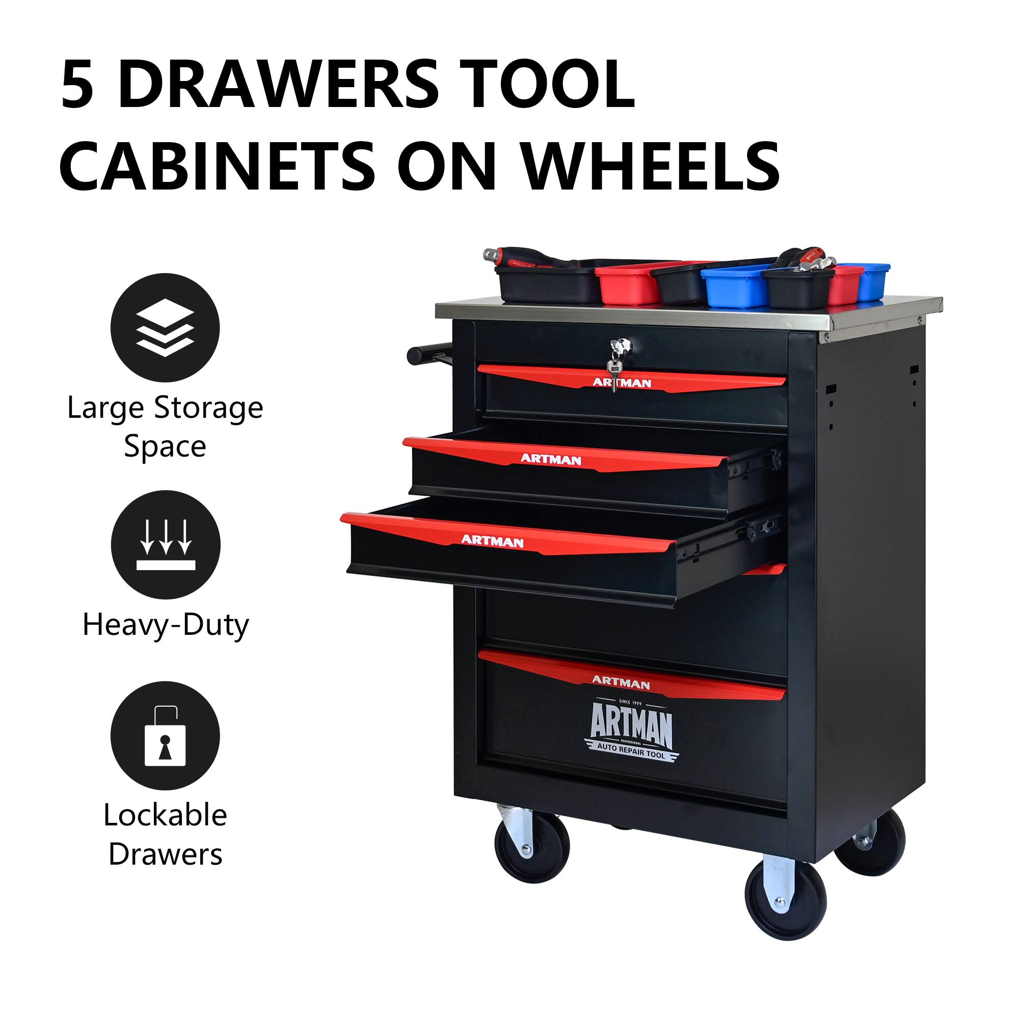 5 DRAWERS TOOL CABINETS ON WHEELS

- Large Storage Space
- Heavy-Duty
- Lockable Drawers