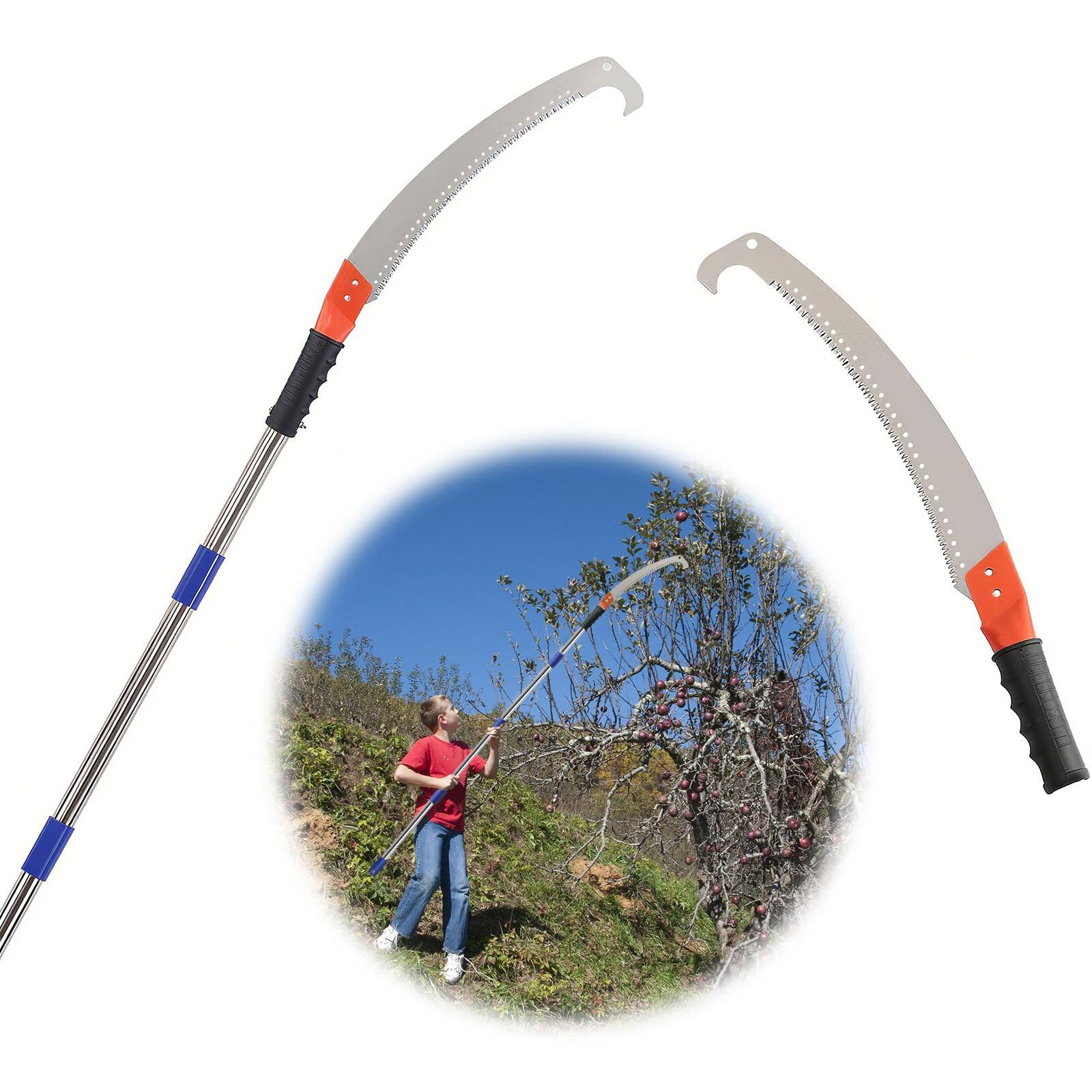Front. JETRANSPORT - Pole Saws For Tree Trimming  10ft Long Branch Handle Pruner Heavy Duty Trimmer | Non-slip Grip Yard Garden And - Silver 13FT.