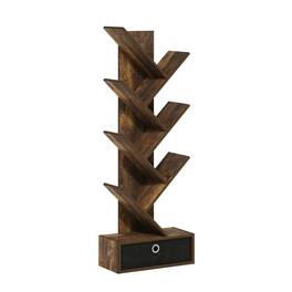 FurniFact - Engineered Wood bookcase with spacious shelves and sturdy construction - Amber Pine/Black