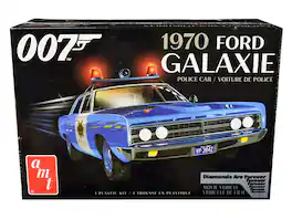 Skill 2 1/25 Scale Model Kit 1970 Ford Galaxie Police Car Las Vegas Metro Police Diamonds Are Forever AMT - Blue
