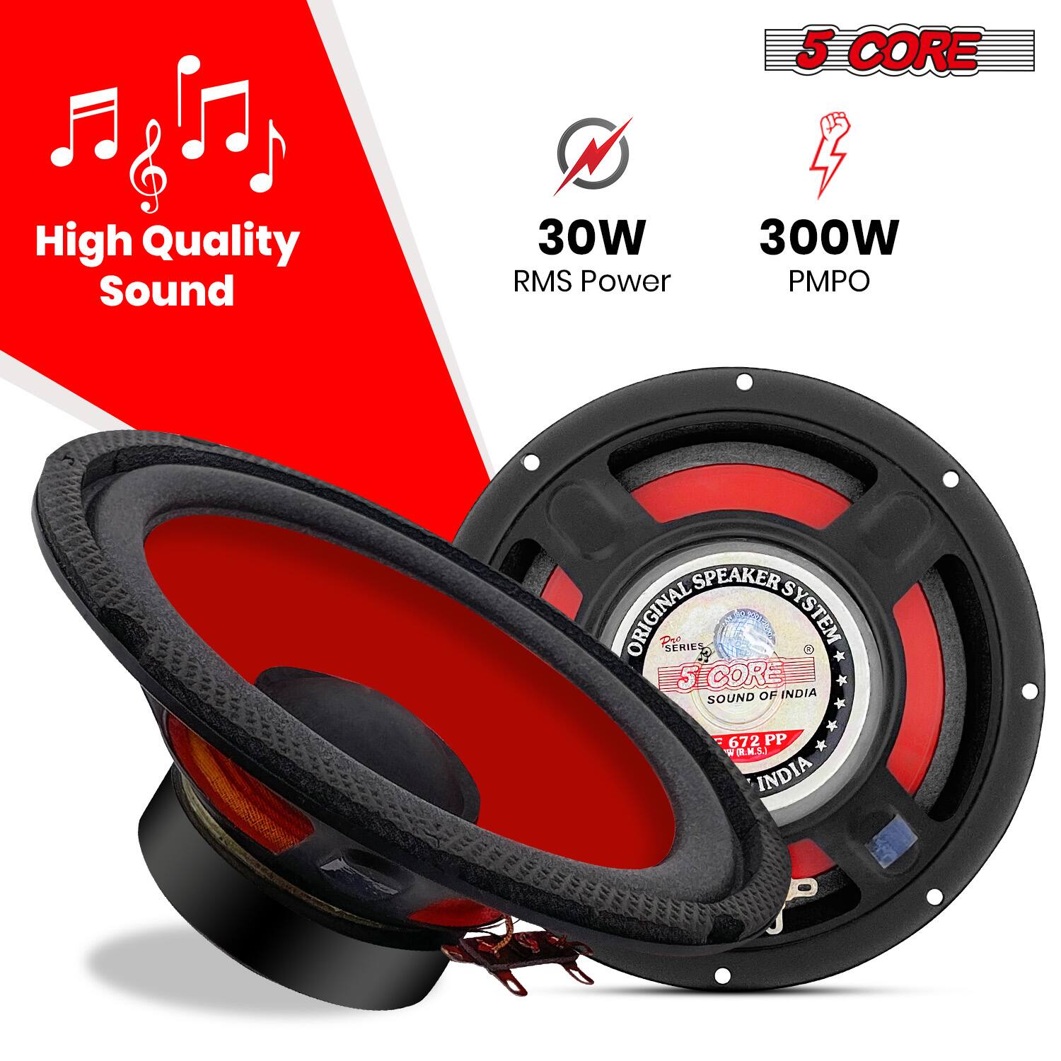 5 CORE High Quality Sound 30W RMS Power 300W PMPO SPEAKER ORIGINAL 2ne SERIE SYSTEM 5COREE SOUND OF INDIA 672 PP W 3) INDIA