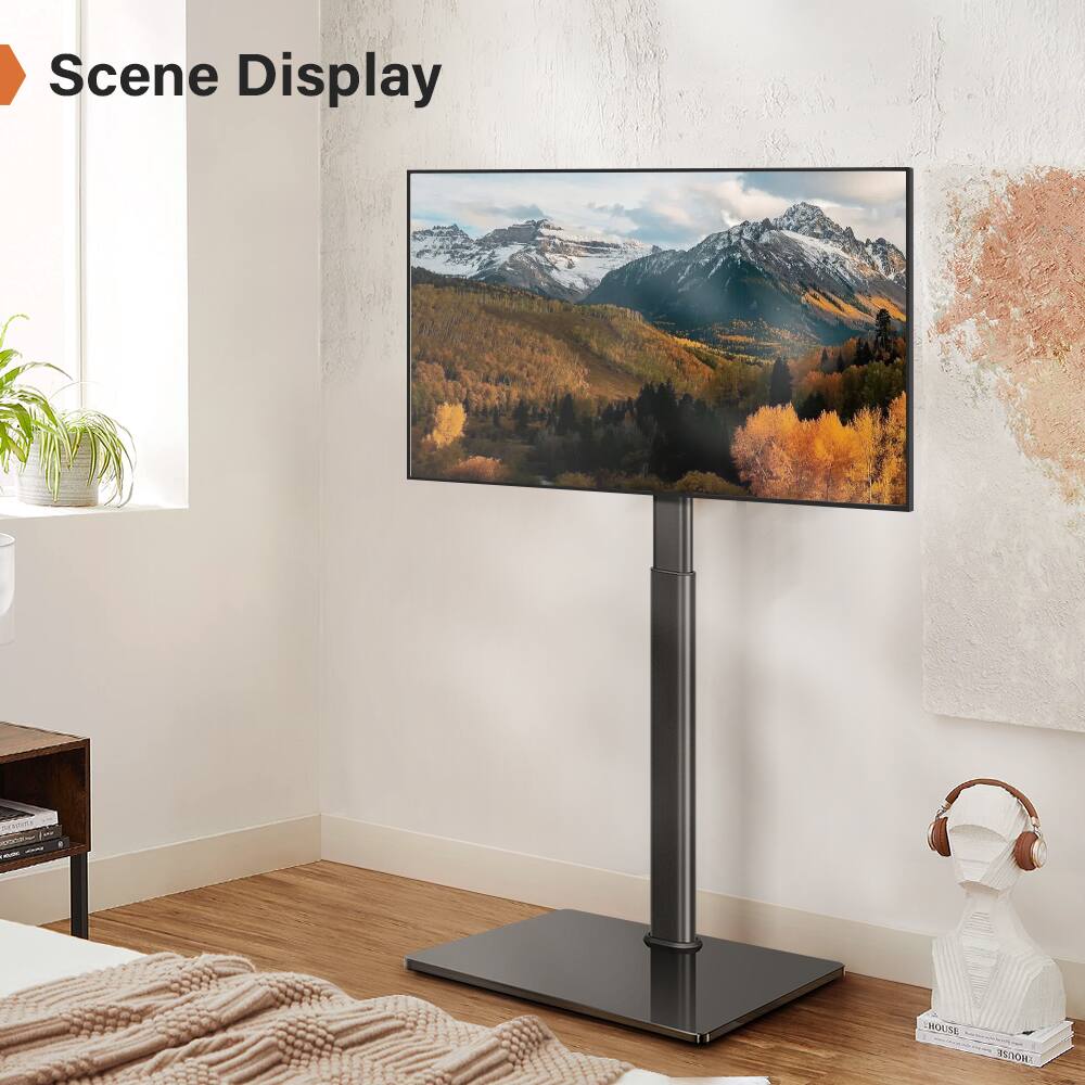 KKTONER - Universal Floor TV Stand for 27 to 65 Inch TVs Height Adjustable - Black