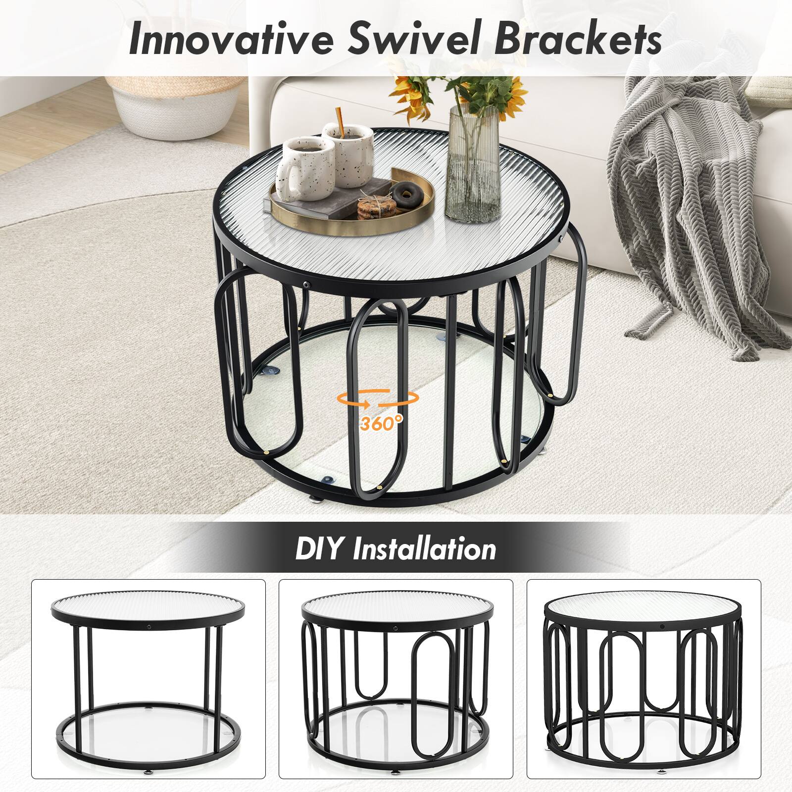 Innovative Swivel Brackets, DIY Installation, 360