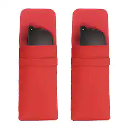Unique Bargains - 2pcs Soft Glasses Case Leather Flap Closure Pouch for Eyewear Travel Sport Work - Red