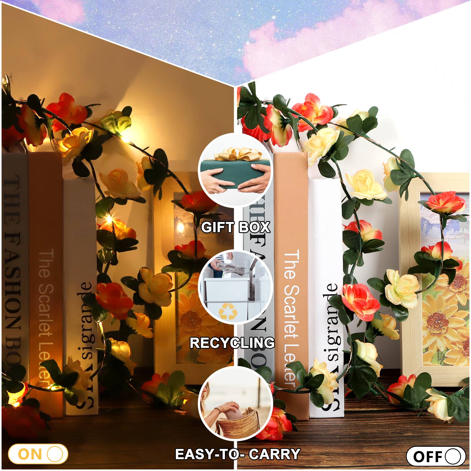 THE FASHION BOX  
The Scarlet Lever de Sigfran  

GIFT BOX  
RECYCLING  
EASY-TO-CARRY  

ON  
OFF