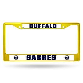 Rico Industries - Buffalo Sabres NHL Yellow Painted Chrome Metal License Plate Frame - Multi