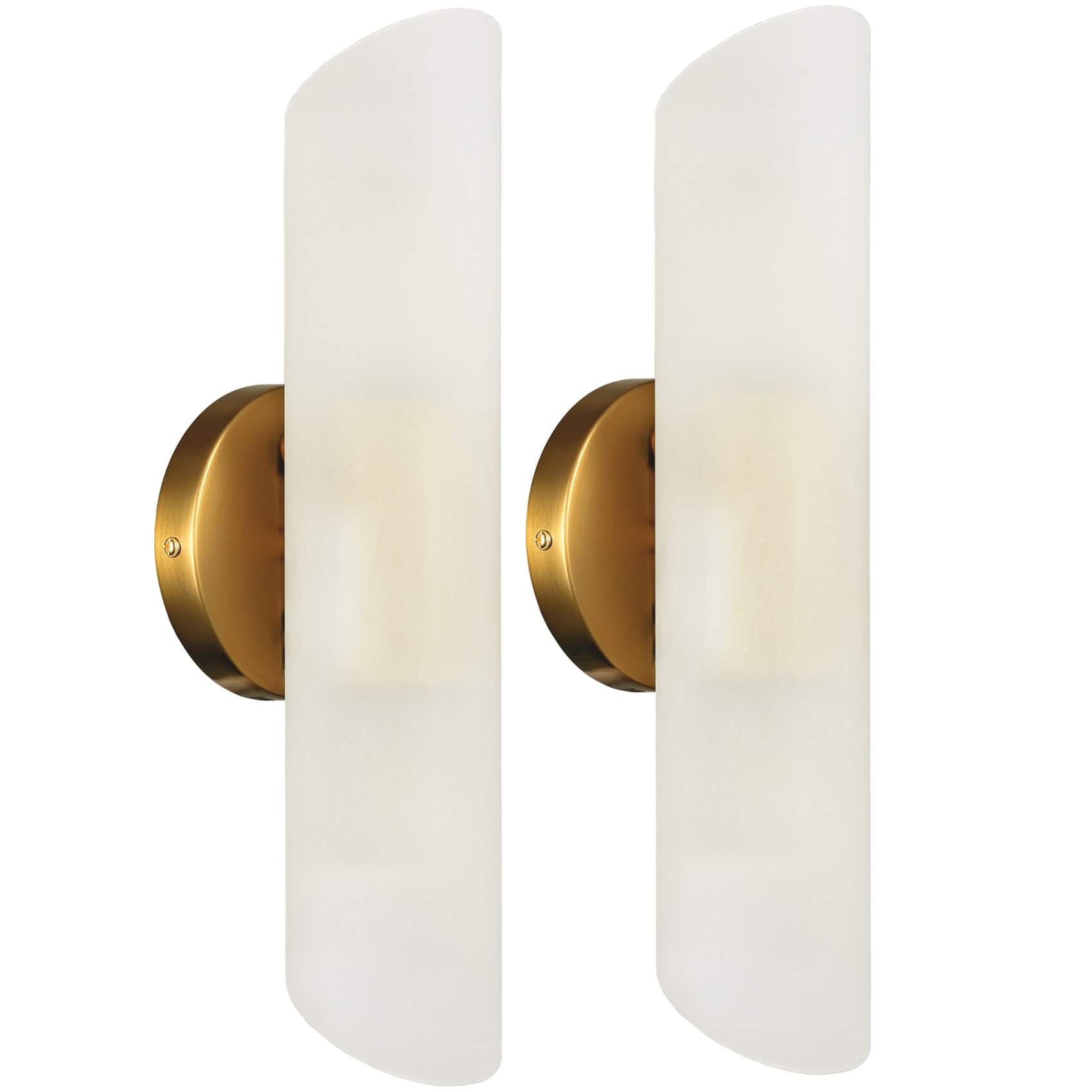 Front. MOOSE - Modern Brass 2-Light Cylinder Sconce Lighting Set of 2 - Gold.