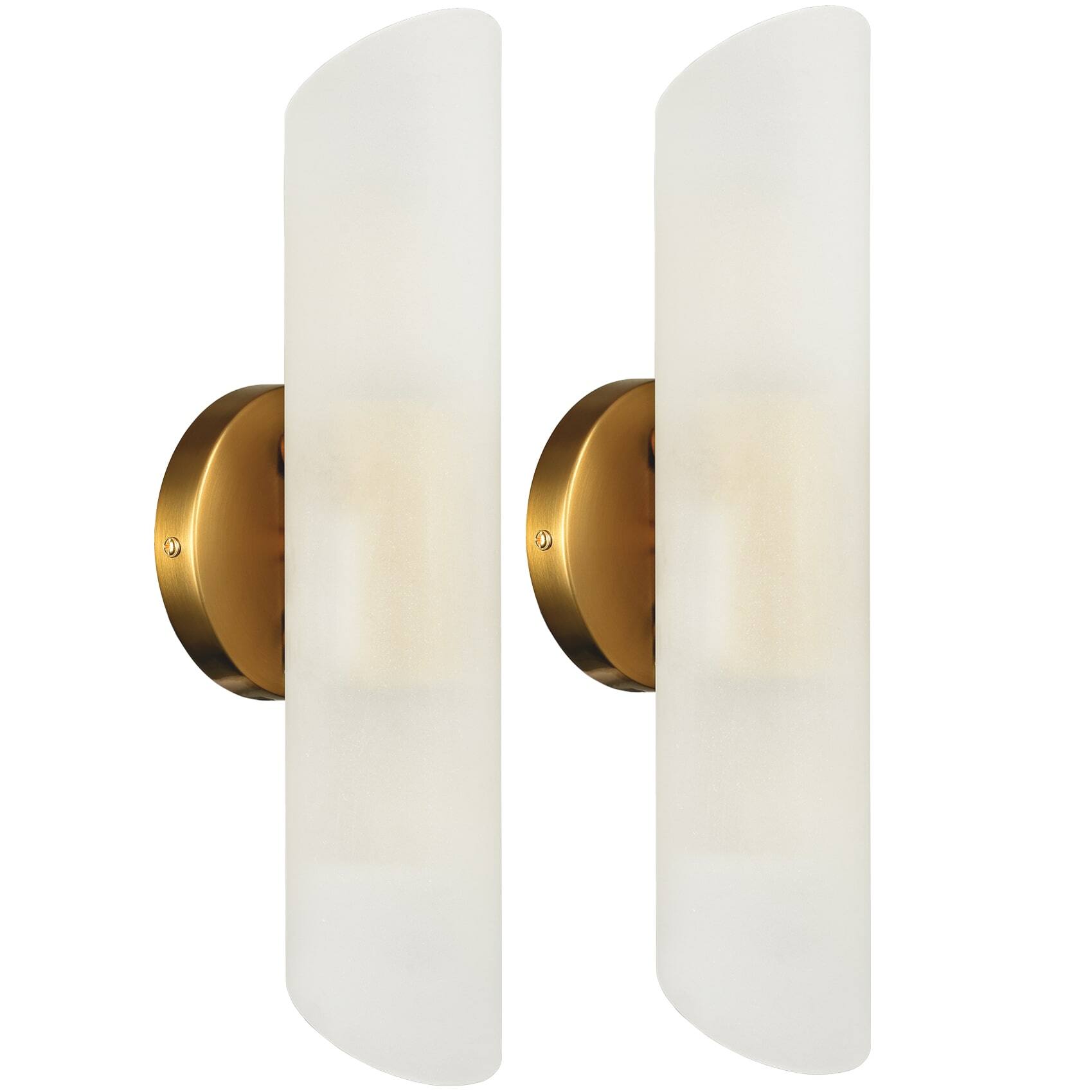 Front. MOOSE - Modern Brass 2-Light Cylinder Sconce Lighting Set of 2 - Gold.