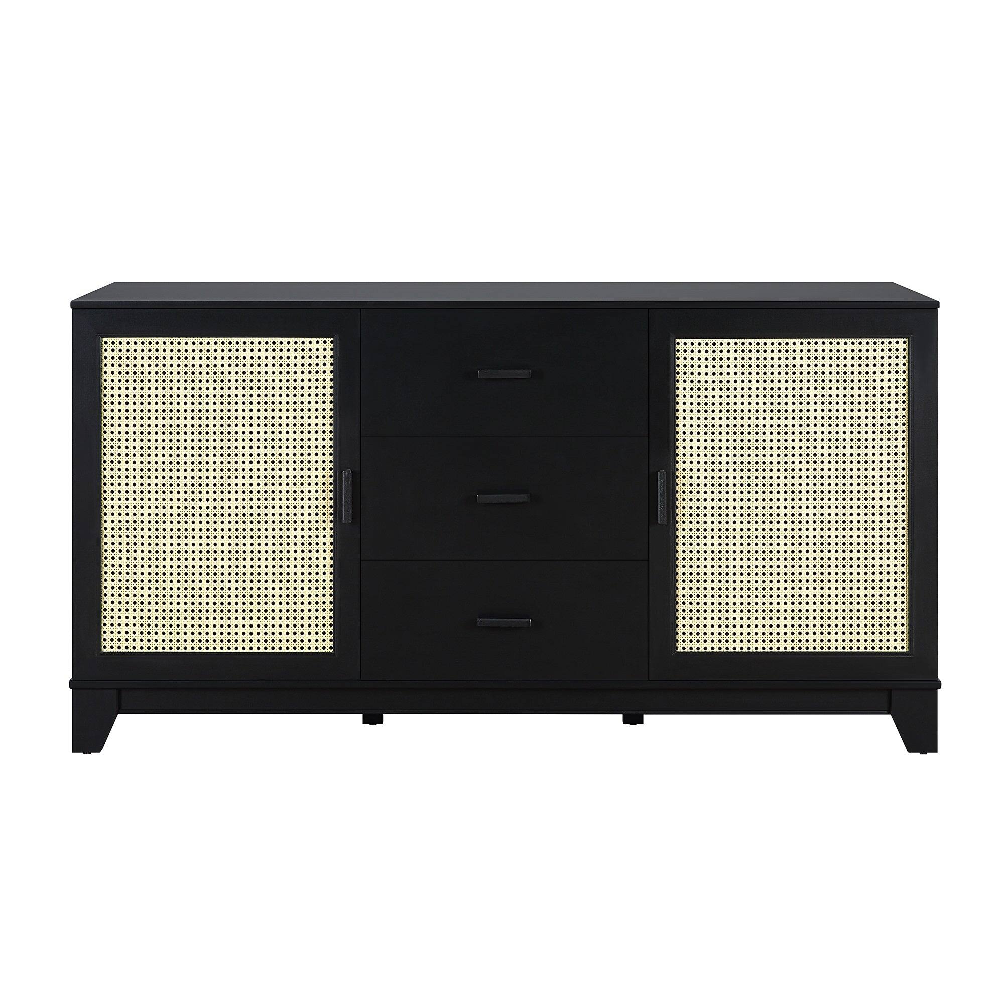 Front. Manhattan Comfort - Sheridan Mid-Century Modern 59" Sideboard - Black.